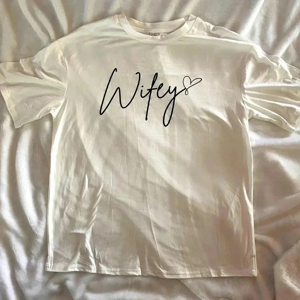 Wifey Short Sleeve White T-Shirt XS - runs big